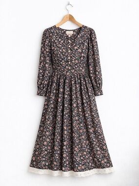 Vintage Heritage House - Prairiecore Floral Cotton Dress - Size 14